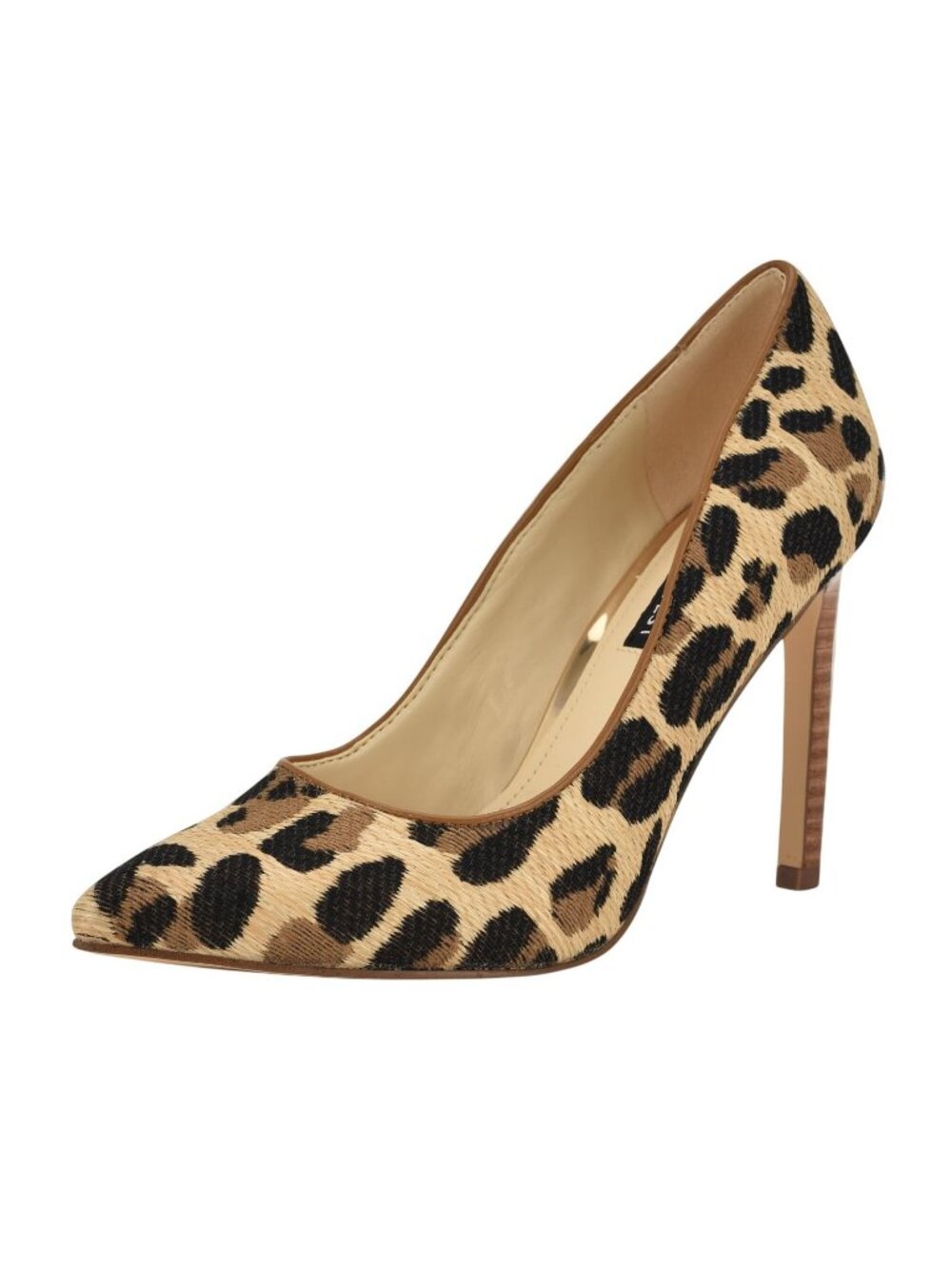 NWT Nine West Pump Closed Toe Heels Stiletto High Leopard Raffia Brown 6M